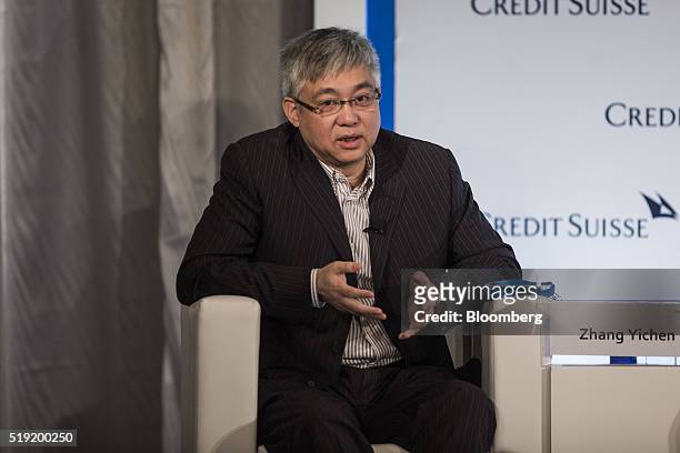 Zhang Yichen, chairman and chief executive officer of Citic Capital Holdings Ltd., speaks during the Credit Suisse Asian Investment Conference in...
