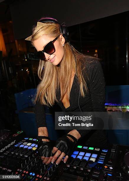 Paris Hilton hosts and performs at The Pool After Dark at Harrah's Atlantic Resort on April 2, 2016 in Atlantic City, New Jersey.