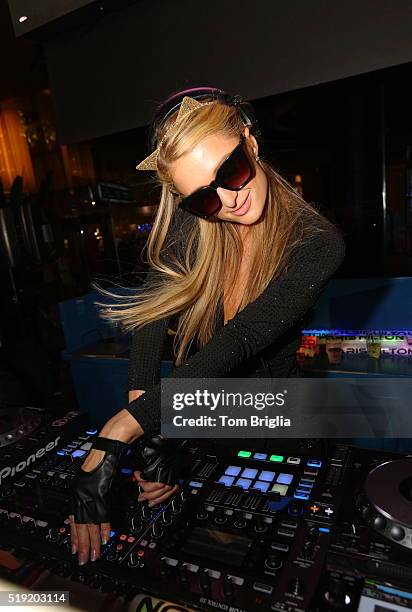 Paris Hilton hosts and performs at The Pool After Dark at Harrah's Atlantic Resort on April 2, 2016 in Atlantic City, New Jersey.