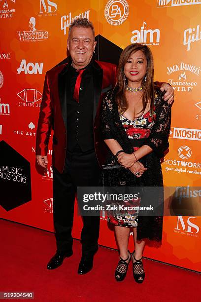 Jimmy Barnes and Jane Mahoney attend the 2016 APRA Music Awards at Carriageworks on April 5, 2016 in Sydney, Australia.