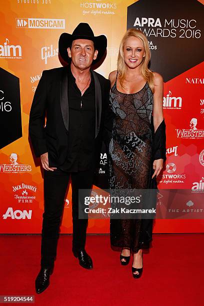 Lee Kernaghan and Robyn McKelvie attend the 2016 APRA Music Awards at Carriageworks on April 5, 2016 in Sydney, Australia.