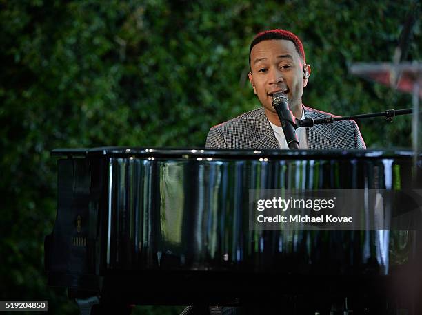 Musician John Legend performs onstage at the 2016 Jane Ortner Education Award Luncheon on April 4, 2016 in Beverly Hills, California.