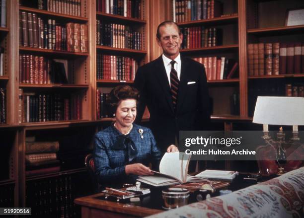 Queen Elizabeth II and Prince Philip the Duke of Edinburgh at their Balmoral residence, 1976.