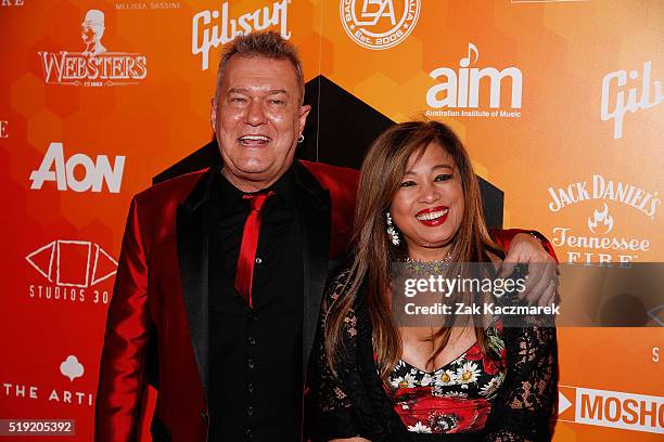 Jimmy Barnes and Jane Mahoney attend the 2016 APRA Music Awards at Carriageworks on April 5, 2016 in Sydney, Australia.