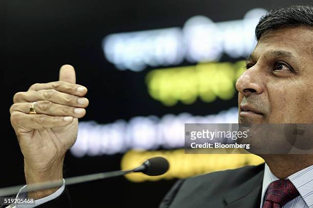 Raghuram Rajan, governor of the Reserve Bank of India , speaks during a news conference in Mumbai, India, on Tuesday, April 5, 2016. India's central...
