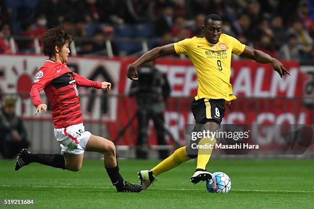 Jackson Martinez of Guangzhou Evergrande in action during the AFC Champions League Group H match between Urawa Red Diamonds and Guangzhou Evergrande...
