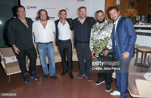 Joey Goldman , Gil Dezer, Brett David Rick de la Croix ,Dj Khaled and Kamal Hotchandani speak at the Prestige Imports And Hublot Celebrate DJ Khaled...