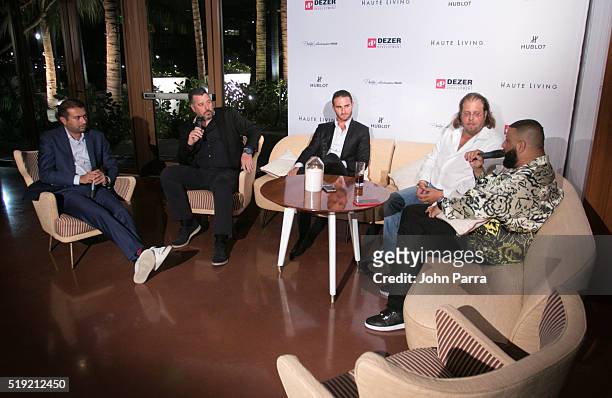 Kamal Hotchandani,Rick de la Croix ,Brett David ,Gil Dezer and Dj Khaled speak at the Prestige Imports And Hublot Celebrate DJ Khaled Haute Living...