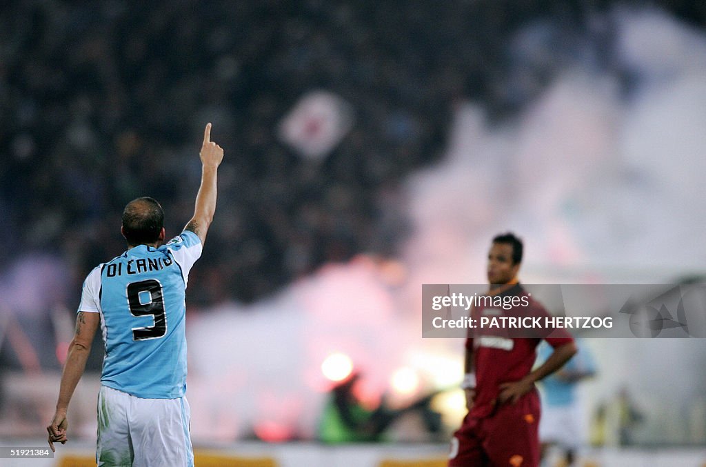 Lazio forward Paolo Di Canio celebrates