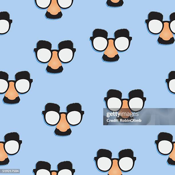 fake nose mustache glasses pattern - groucho marx disguise stock illustrations