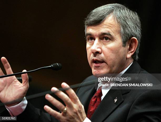 Nebraska Governor Mike Johanns speaks during a hearing on his nomination as Secretary of Agriculture 06 January, 2005 on Capitol Hill in Washington,...