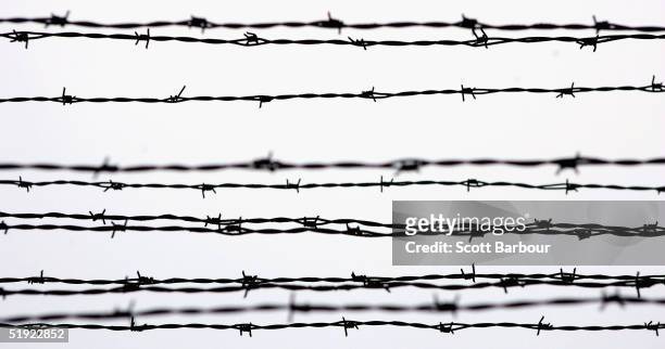 Barbed wire fences seen December 10, 2004 at Auschwitz II - Birkenau the camp was built in March 1942 in the village of Brzezinka, Poland. The camp...