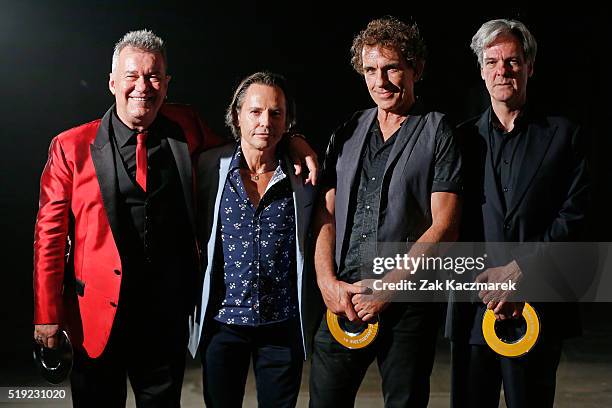 Jimmy Barnes, Phil Small, Ian Moss and Don Walker of Cold Chisel pose after Winning The Ted Albert Award for Outstanding Services to Australian Music...