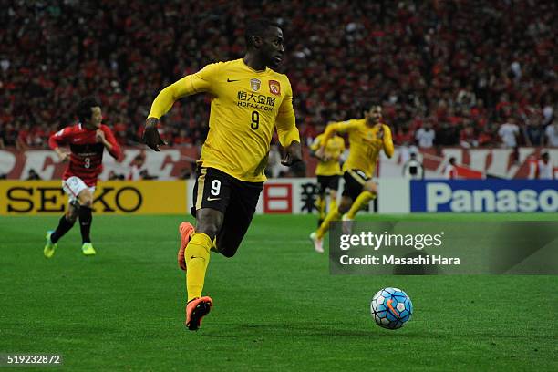 Jackson Martinez of Guangzhou Evergrande in action during the AFC Champions League Group H match between Urawa Red Diamonds and Guangzhou Evergrande...