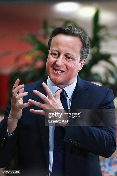 Britain's Prime Minister David Cameron speaks during a question and answer session on the forthcoming European Union referendum with staff of...
