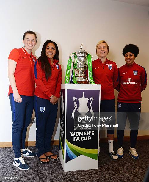 Rachel Laws of Sunderland, Alex Scott of Arsenal, Gilly Flaherty of Chelsea and Demi Stokes of Manchester City semi-Finalists of the SSE Women's FA...