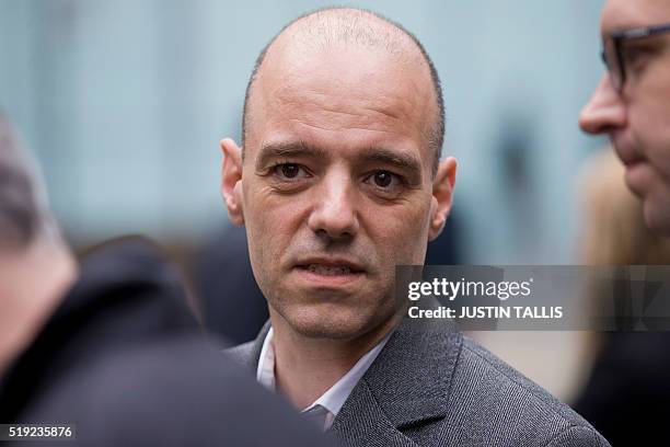 Former Barclays employee Stylianos Contogoulas arrives at Southwark Crown Court in London on April 4, 2016 for a hearing accused with conspiring to...