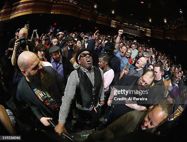 Singer Corey Glover engages the crowd when he and Living Colour perform at the Black Rock Coalition Presents: All The Woo In The World--An All-Star...