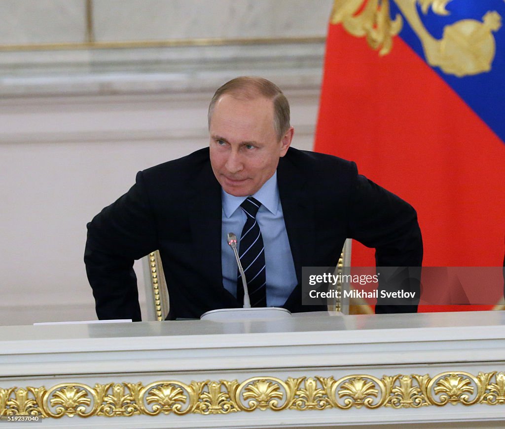 Russian President Putin Attends Meetings in the Kremlin
