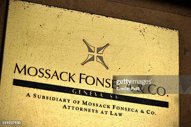 Detail of the Mossack Fonseca Geneva office plate on April 5, 2016 in Geneva, Switzerland. 11.5m files anonymously leaked from the database of the...