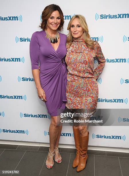 Luann de Lesseps and Sonja Morgan visit at SiriusXM Studio on April 5, 2016 in New York City.