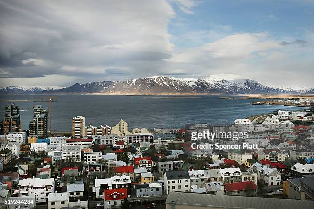 Downtown Reykjavik sits in the afternoon light following the government shake-up in the wake of the Panama Papers crisis on April 5, 2016 in...