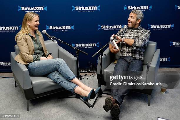 Actress Cameron Diaz and TV personality Andy Cohen speak on SiriusXM's Town Hall on Andy Cohen's exclusive SiriusXM channel Radio Andy on April 5,...