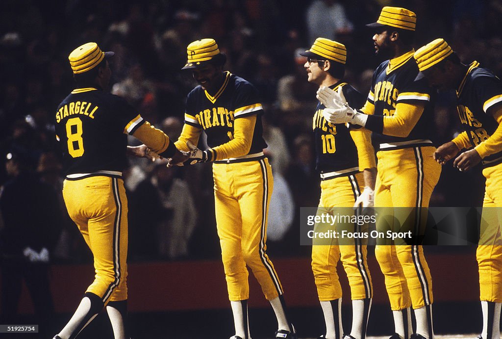 Pittsburgh Pirates' Omar Moreno greets Willie Stargell as teammates News  Photo - Getty Images