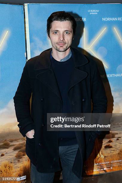 Actor Raphael Personnaz attends the "Sky" Paris Premiere at UGC Cine Cite des Halles on April 4, 2016 in Paris, France.