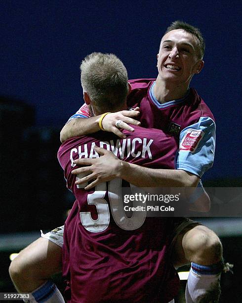 Luke Chadwick & Mark Noble of West Ham celebrates Marlon Harewood's goal during the FA Cup Third Round match between West Ham United and Norwich City...