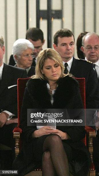 Swedish Princess Madeleine attends a memorial service for the Tsunami victims in Uppsala Cathedral 08 January 2004. Her parents King Carl Gustaf and...