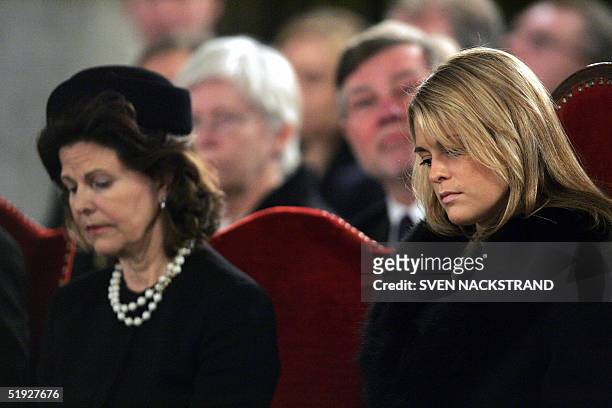 Swedish Princess Madeleine with her mother Queen Silvia and King Carl Gustaf attend a memorial service for the Tsunami victims in Uppsala Cathedral,...
