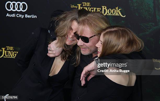 Ben Becker with Anne Seidel and daughter Lilith attend the 'The Jungle Book' Germany premiere on April 5, 2016 in Berlin, Germany.