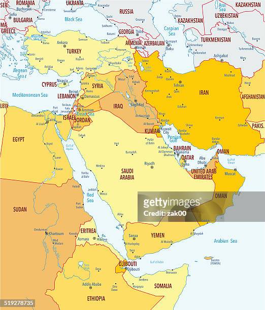 map of middle east - turkey middle east stock illustrations