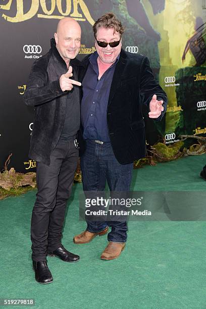 Christian Berkel and Armin Rohde attend the 'The Jungle Book' German Premiere on April 05, 2016 in Berlin, Germany.
