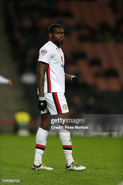 Jay Emmanuel-Thomas of Milton Keynes Dons in action during the Sky Bet Championship match between Milton Keynes Dons and Wolverhampton Wanderers at...