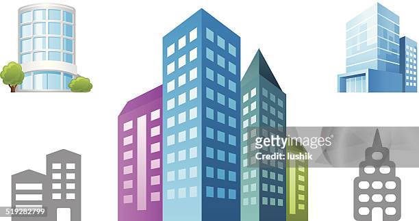 office building object icons - office stock illustrations