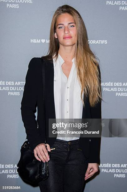 Solene Hebert attends the "Fashion Forward : 3 Siecles De Mode" : Cocktail Party at Musee Des Arts Decoratifs on April 5, 2016 in Paris, France.