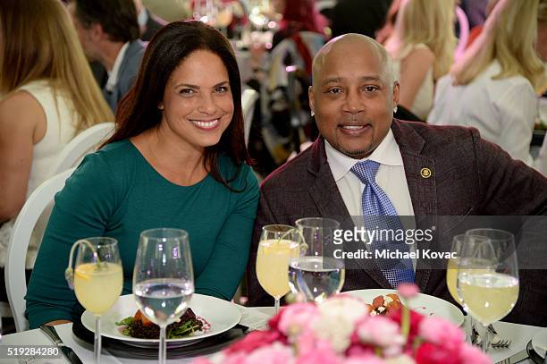 Personalities Soledad O'Brien and Daymond John attend the 2016 Jane Ortner Education Award Luncheon on April 4, 2016 in Beverly Hills, California.