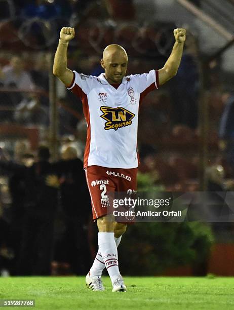 Federico Mancinelli of Huracan celebrates during a match between Huracan and Sporting Cristal as part of Group 4 of Copa Bridgestone Libertadores...