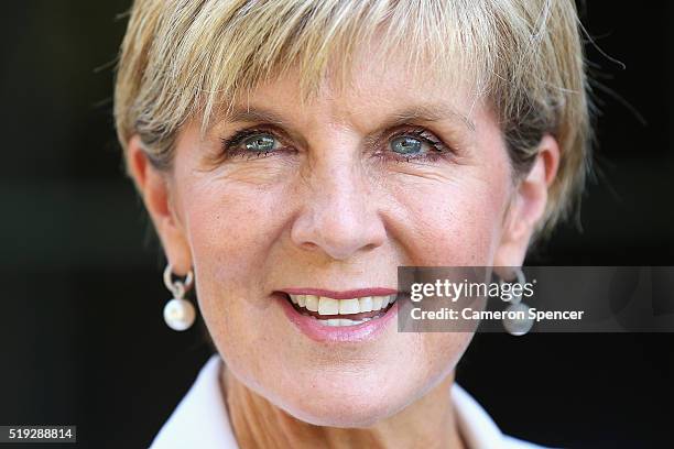 Minister for Foreign Affairs Julie Bishop talks during the launch of the Cricket Australia Asian Sports Partnership Program Launch at Kirribilli...