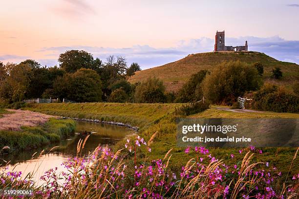 burrow mump, burrowbridge, taunton - somerset stock pictures, royalty-free photos & images