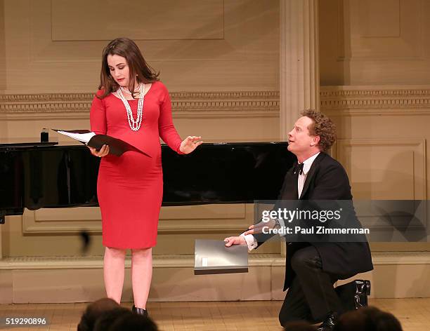 Lauren Worsham and Hal Cazalet perfom onstage at the 2016 New York Festival Of Song Gala at Carnegie Hall on April 5, 2016 in New York City.