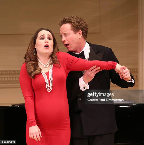 Lauren Worsham and Hal Cazalet perfom onstage at the 2016 New York Festival Of Song Gala at Carnegie Hall on April 5, 2016 in New York City.