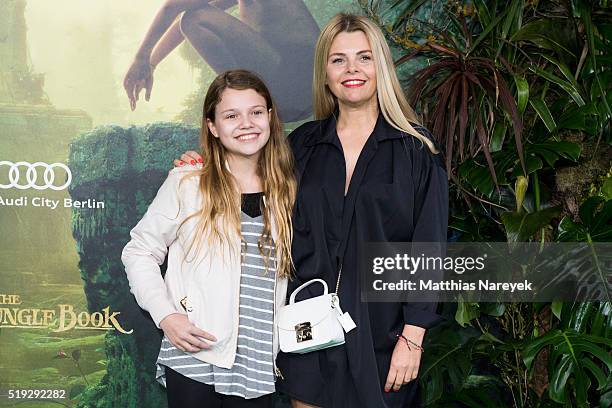 Anne-Sophie Briest and her daughter Faye attend the 'The Jungle book' German Premiere on April 5, 2016 in Berlin, Germany.