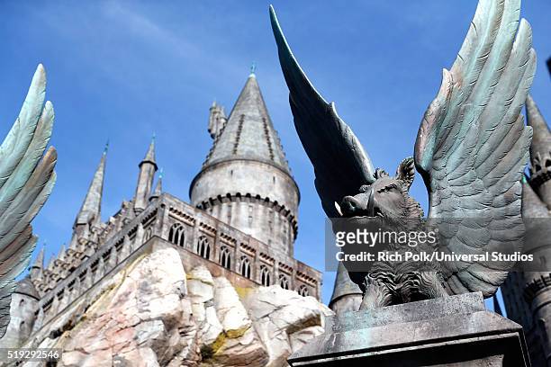 Wizarding World of Harry Potter Attraction Opening -- Pictured: Exterior view of Hogwarts castle at the opening of the 'Wizarding World of Harry...
