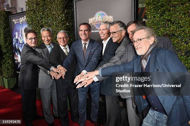 Wizarding World of Harry Potter Attraction Opening -- Pictured: President, Universal Studios Hollywood Larry Kurzweil, chairman and CEO of Warner...