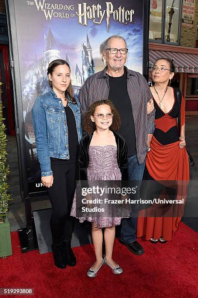 Wizarding World of Harry Potter Attraction Opening -- Pictured: Claire O'Neill, actor Ed O'Neill, Sophia O'Neill and actress Catherine Rusoff arrive...