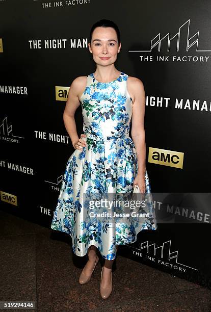 Actress Kristen Ruhlin attends the premiere of AMC's "The Night Manager" at DGA Theater on April 5, 2016 in Los Angeles, California.