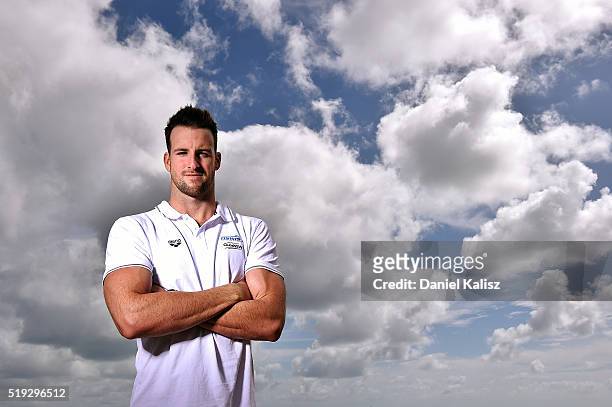 James Magnussen poses for a photo during the Arena Powerskin Carbon-Ultra Racing Suit Launch at Esca Restaurant on April 6, 2016 in Adelaide,...